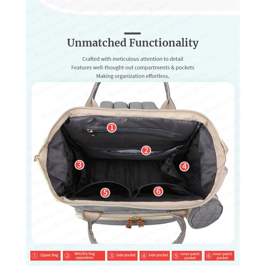 Portable Bed Mummy Bag Multifunctional Large Capacity Waterproof With Built In Changing Mattress Comfort & Hugs - Comfort & Hugs