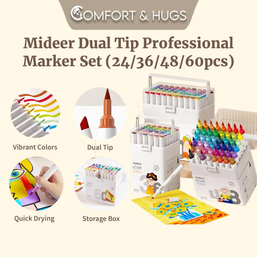 Comfort and Hugs x Mideer Dual Tip Professional Marker Set (24/36/48/60 pcs) Water Based Brush Markers Dual Tips Marker - Comfort & Hugs