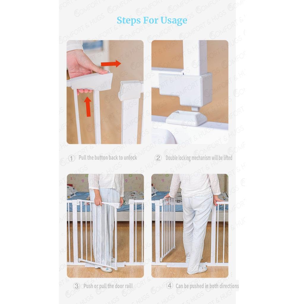 SG Baby Safety Gate - Auto Lock Fence Bedroom Baby Kids Pet Dog Cat Child Door Frame Barrier HDB Home Comfort & Hugs - Comfort & Hugs