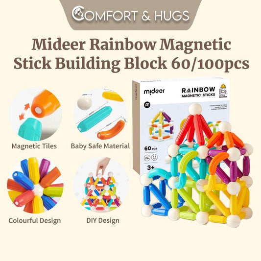 Mideer Rainbow Magnetic Sticks Available in 60pcs and 100pcs - Comfort & Hugs