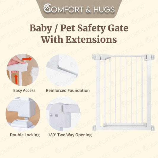 SG Baby Safety Gate - Auto Lock Fence Bedroom Baby Kids Pet Dog Cat Child Door Frame Barrier HDB Home Comfort & Hugs - Comfort & Hugs