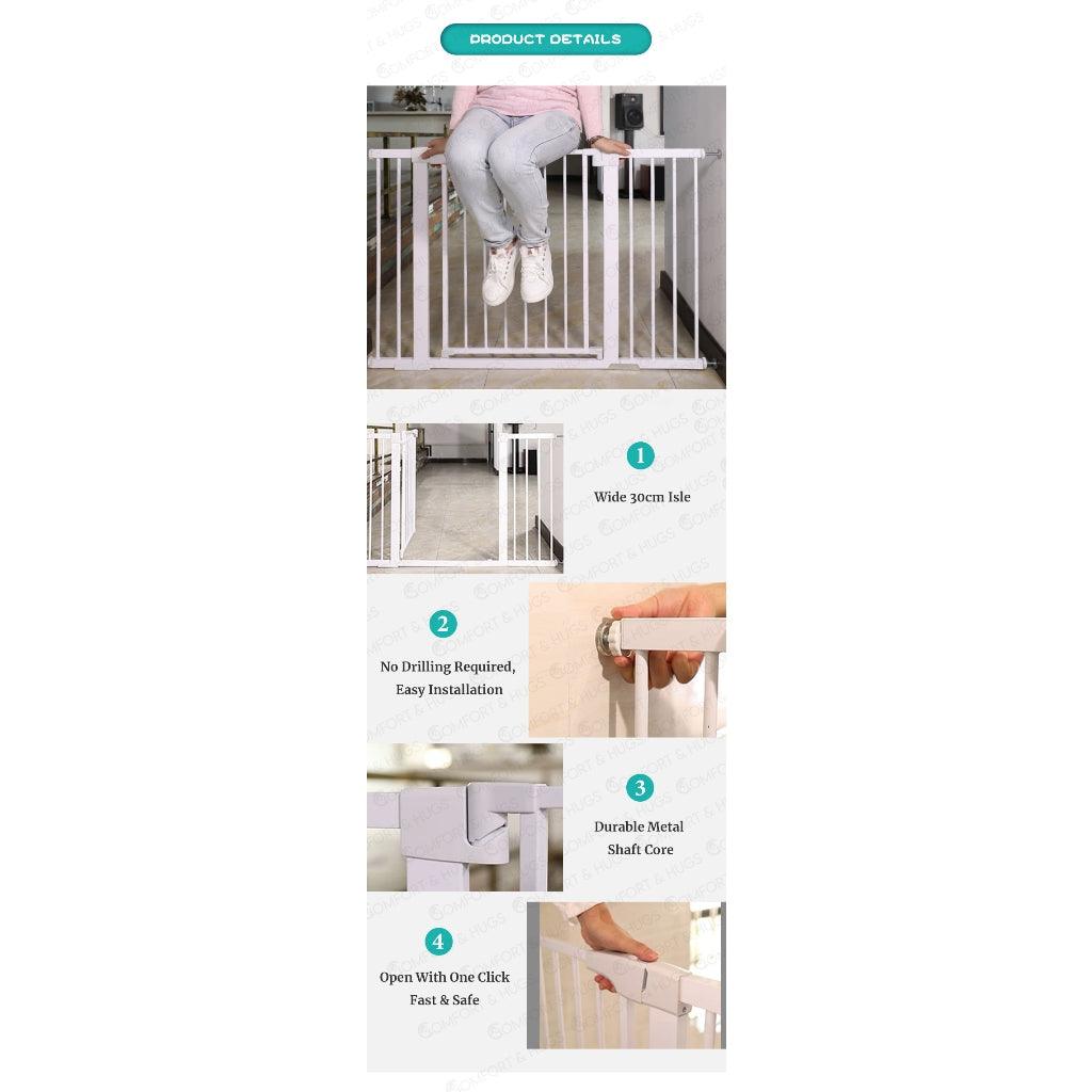 SG Baby Safety Gate - Auto Lock Fence Bedroom Baby Kids Pet Dog Cat Child Door Frame Barrier HDB Home Comfort & Hugs - Comfort & Hugs