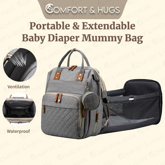 Portable Bed Mummy Bag Multifunctional Large Capacity Waterproof With Built In Changing Mattress Comfort & Hugs - Comfort & Hugs