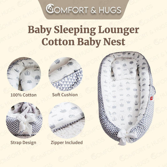 Baby Nest Baby Nest Pod for Newborn Soft Sleeping Cribs Cuddle Pads with Pillow 100% Cotton Comfortable Comfort & Hugs - Comfort & Hugs