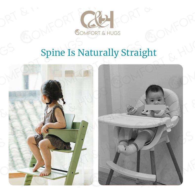 Baby Chair, High Chair, Wooden Chair, Adjustable,Kids Chair, 14 Levels Reinforced Hardware, Safe, Easy Comfort & Hugs - Comfort & Hugs