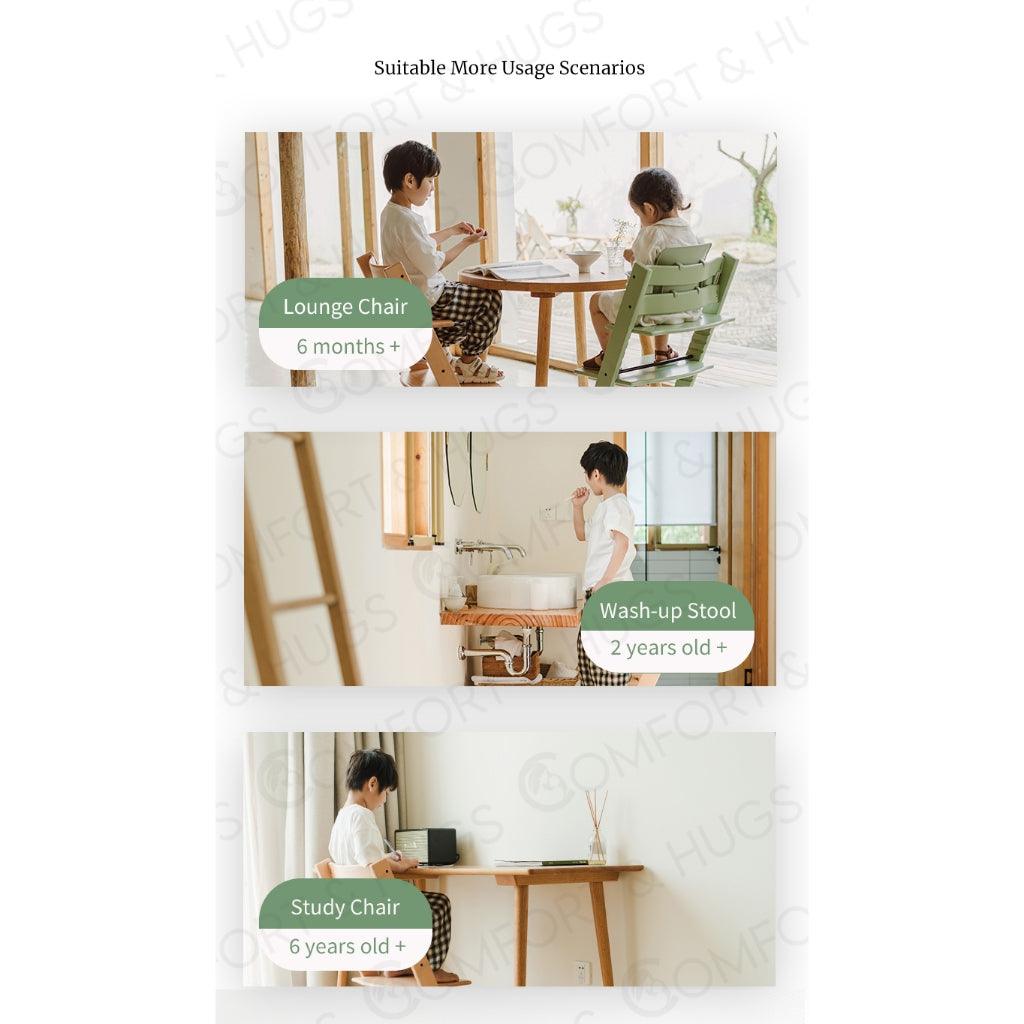 Baby Chair, High Chair, Wooden Chair, Adjustable,Kids Chair, 14 Levels Reinforced Hardware, Safe, Easy Comfort & Hugs - Comfort & Hugs